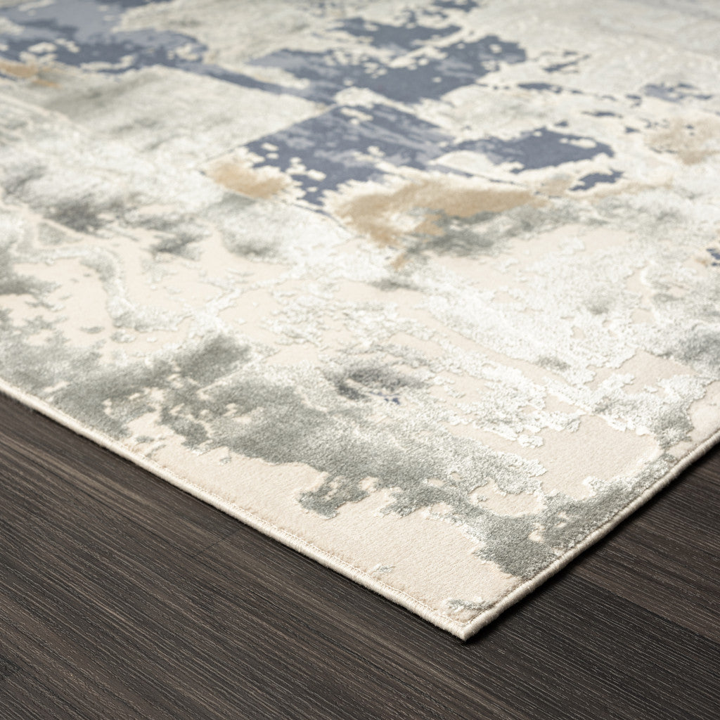 5' x 8' Blue and Beige Abstract Area Rug