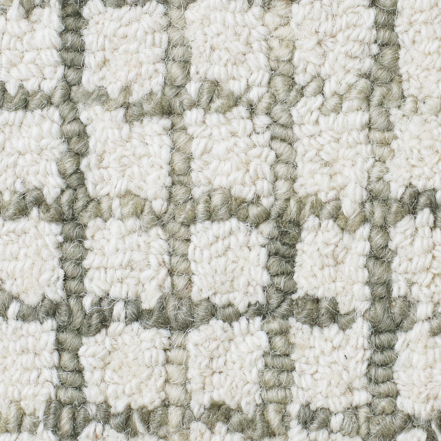 8' Runner Gray and Ivory Wool Checkered Hand Hooked Runner Rug