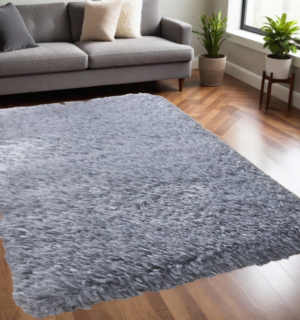 5' x 7' Silver Shag Hand Tufted Area Rug