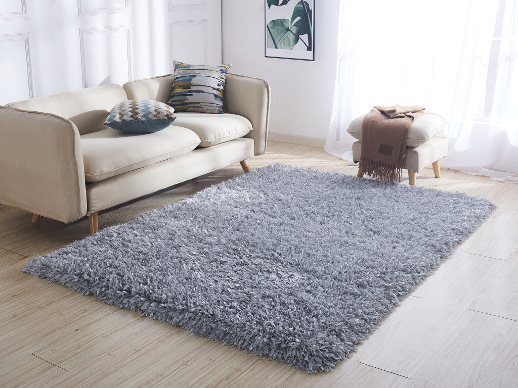 5' x 7' Silver Shag Hand Tufted Area Rug