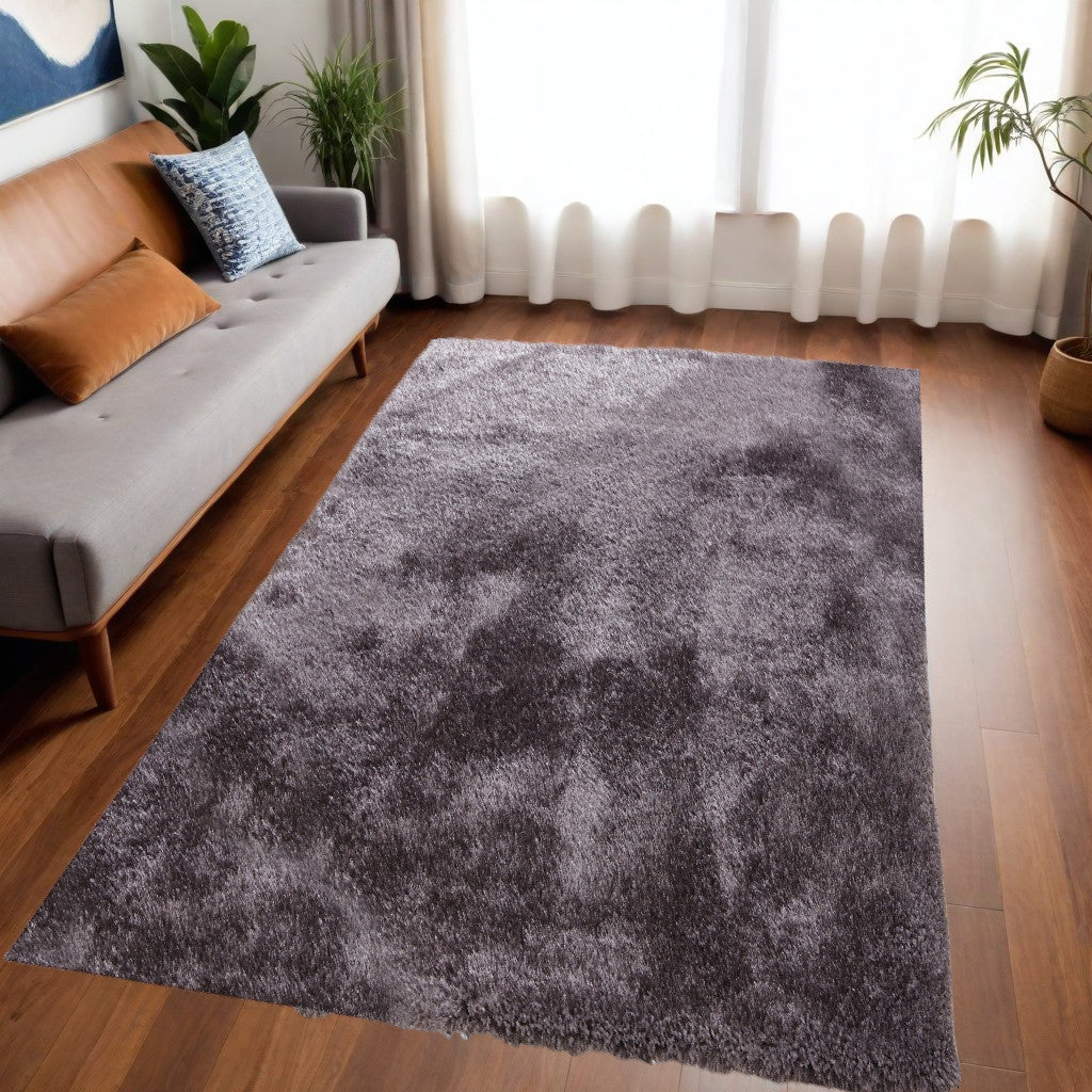 5' x 7' Gray Shag Hand Tufted Area Rug
