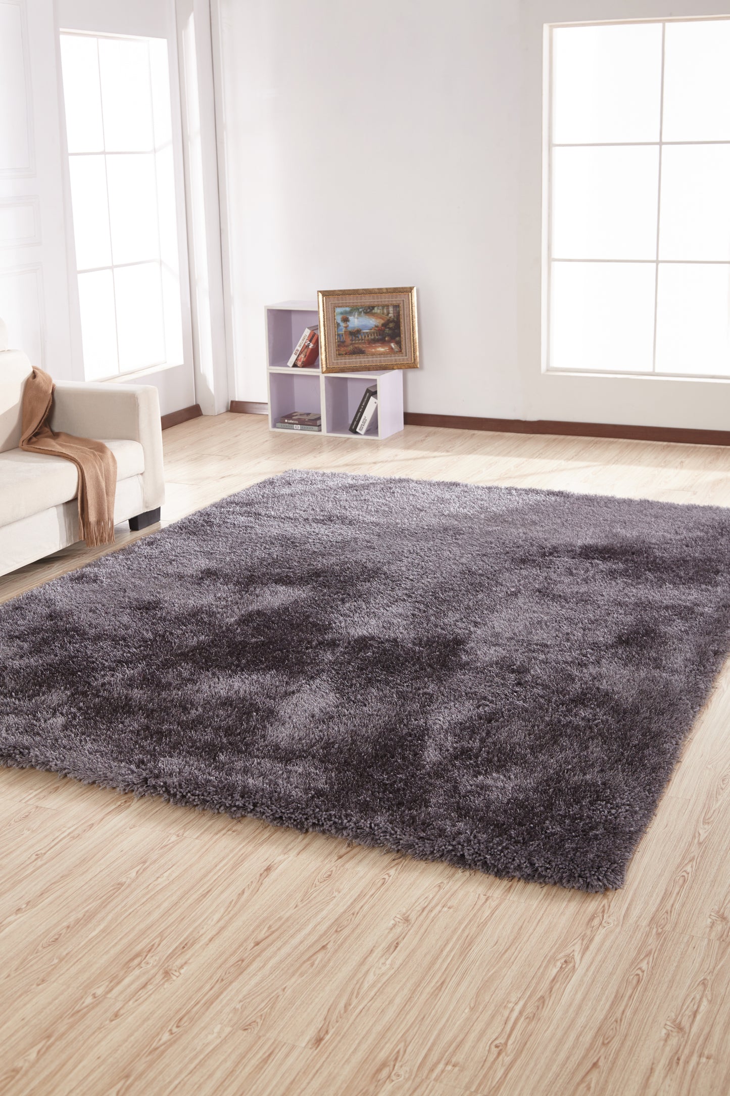 5' x 7' Gray Shag Hand Tufted Area Rug