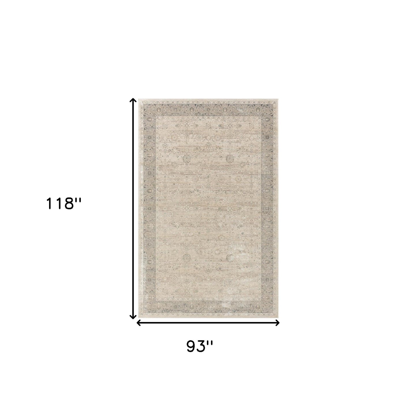 8' x 10' Beige and Ivory Floral Area Rug