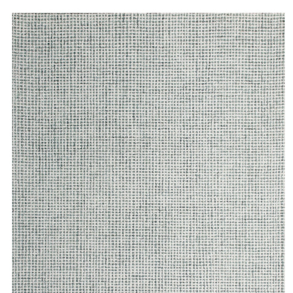 8' Runner Green and Ivory Wool Checkered Hand Tufted Runner Rug