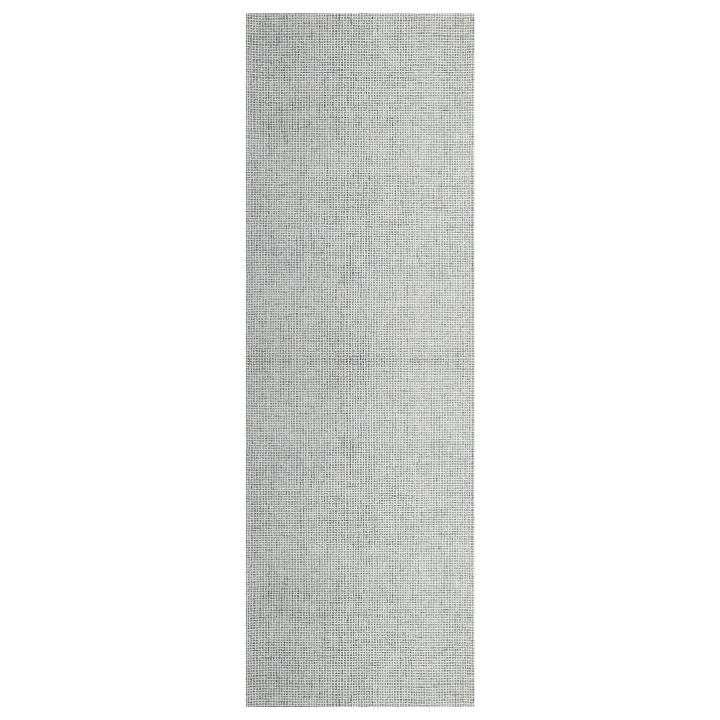 8' Runner Green and Ivory Wool Checkered Hand Tufted Runner Rug