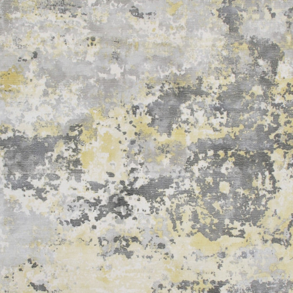 2' x 3' Gray and Yellow Abstract Hand Loomed Area Rug