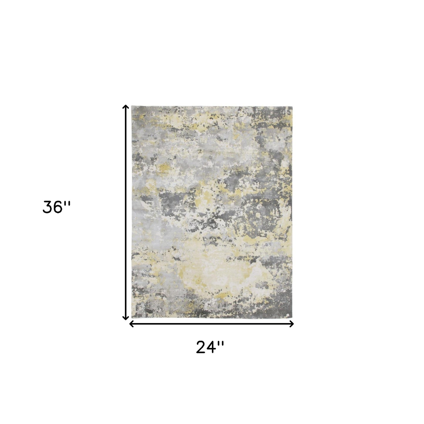 2' x 3' Gray and Yellow Abstract Hand Loomed Area Rug