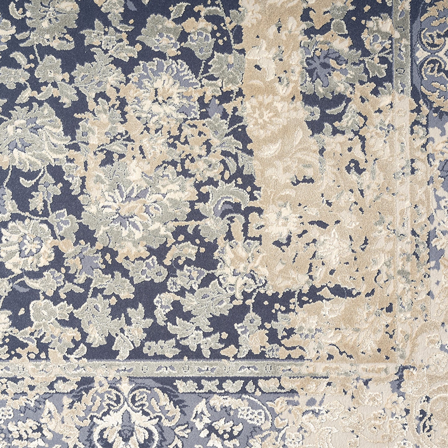 5' x 8' Blue and Ivory Floral Area Rug