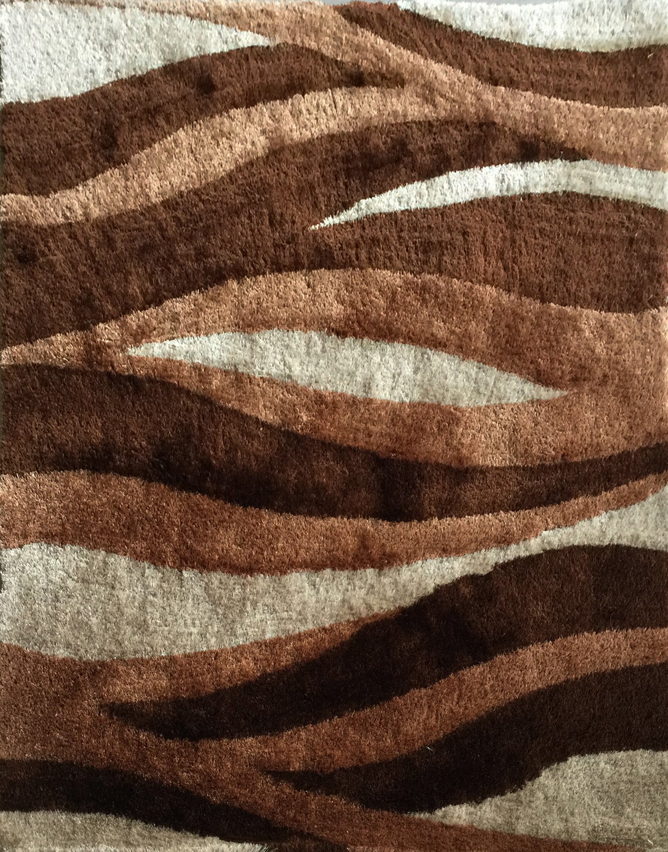 8' x 11' Beige Shag Hand Tufted Area Rug