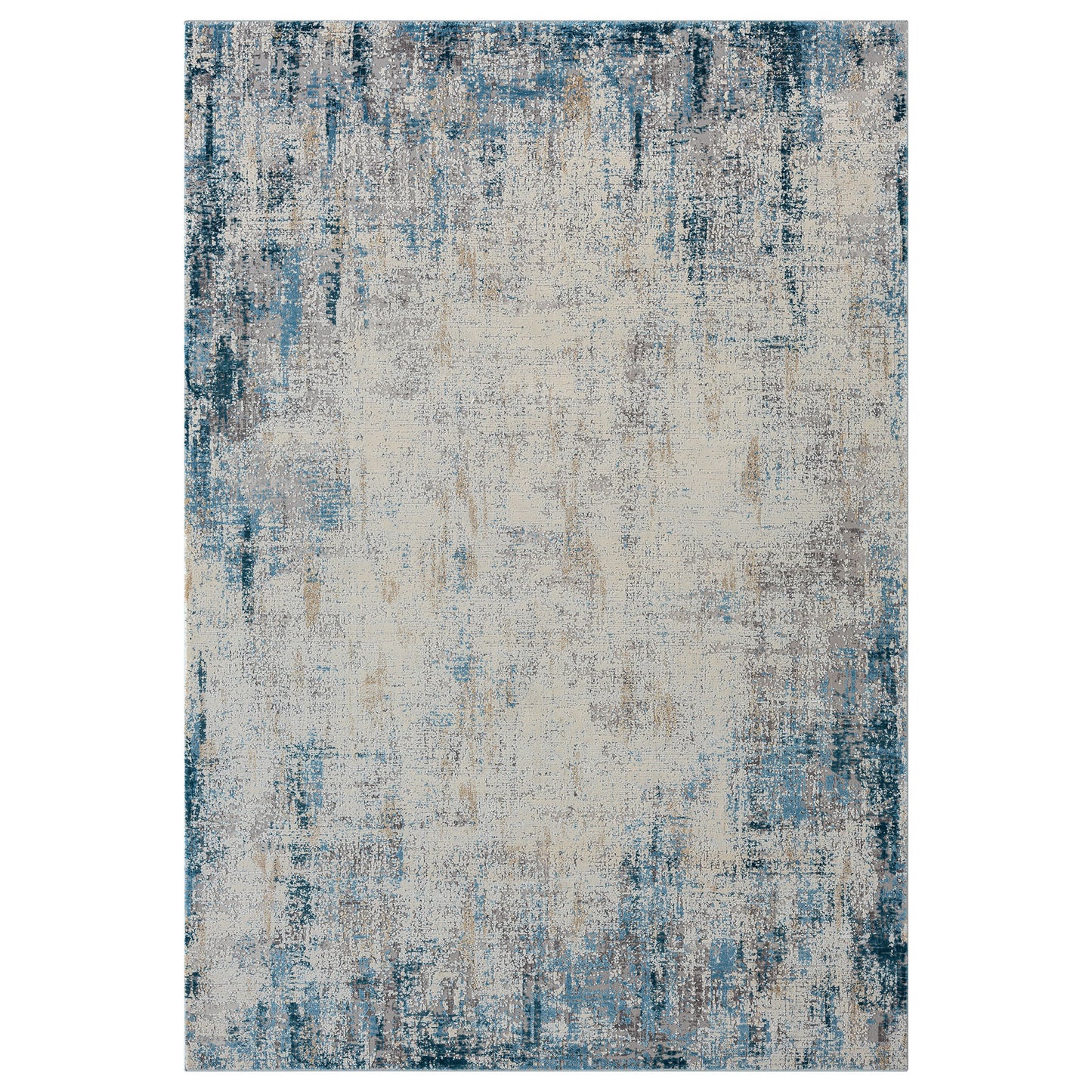9' x 12' Blue and Ivory Abstract Area Rug