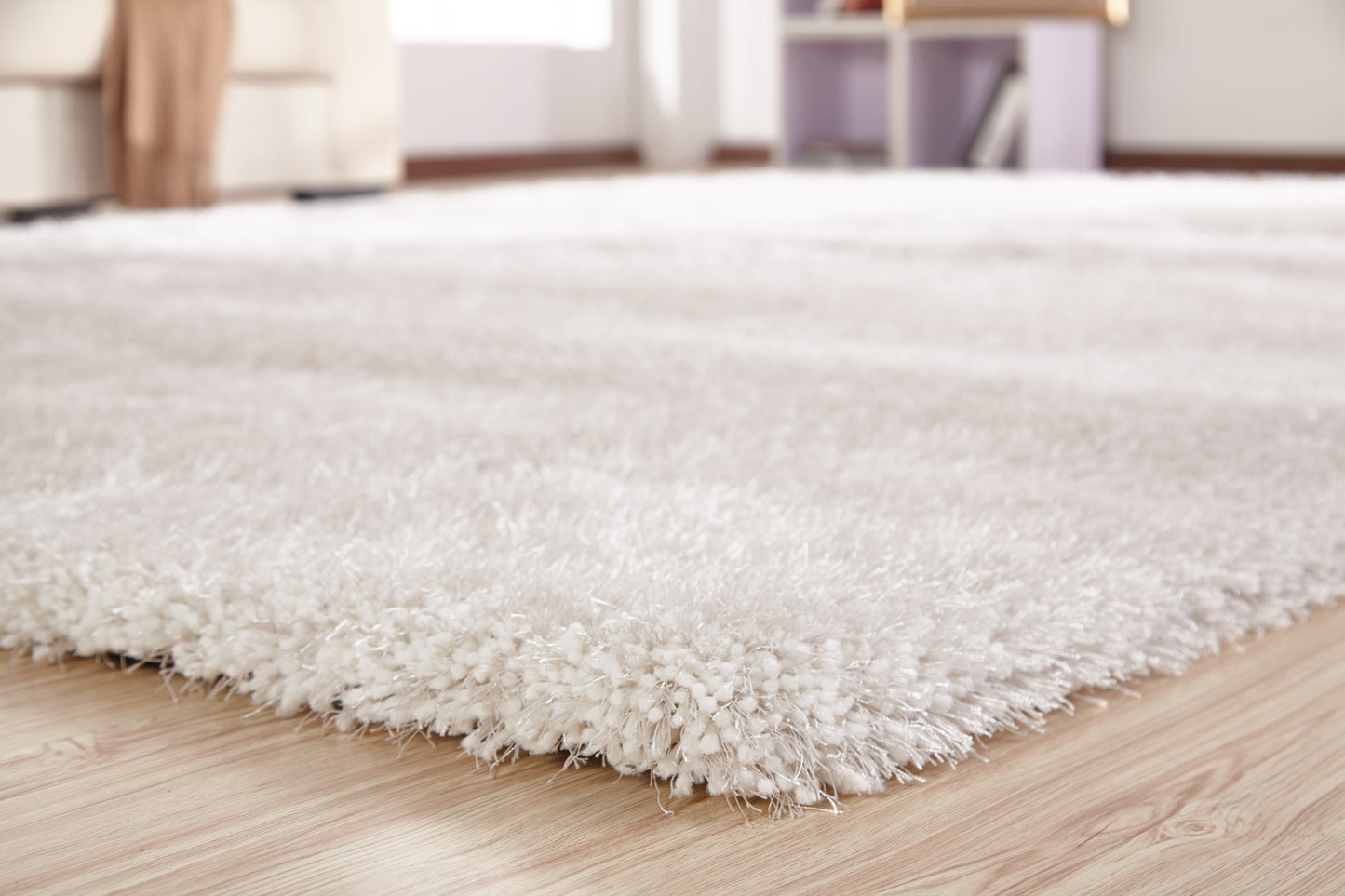 8' x 11' White Shag Hand Tufted Area Rug