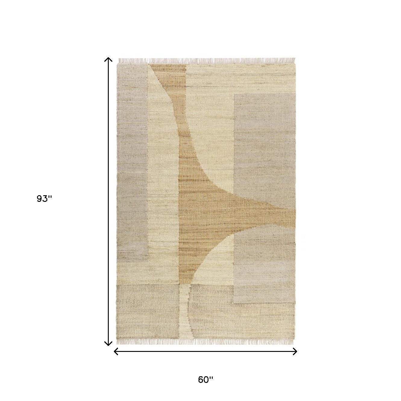 5' x 8' Natural and Ivory Abstract Hand Woven Area Rug