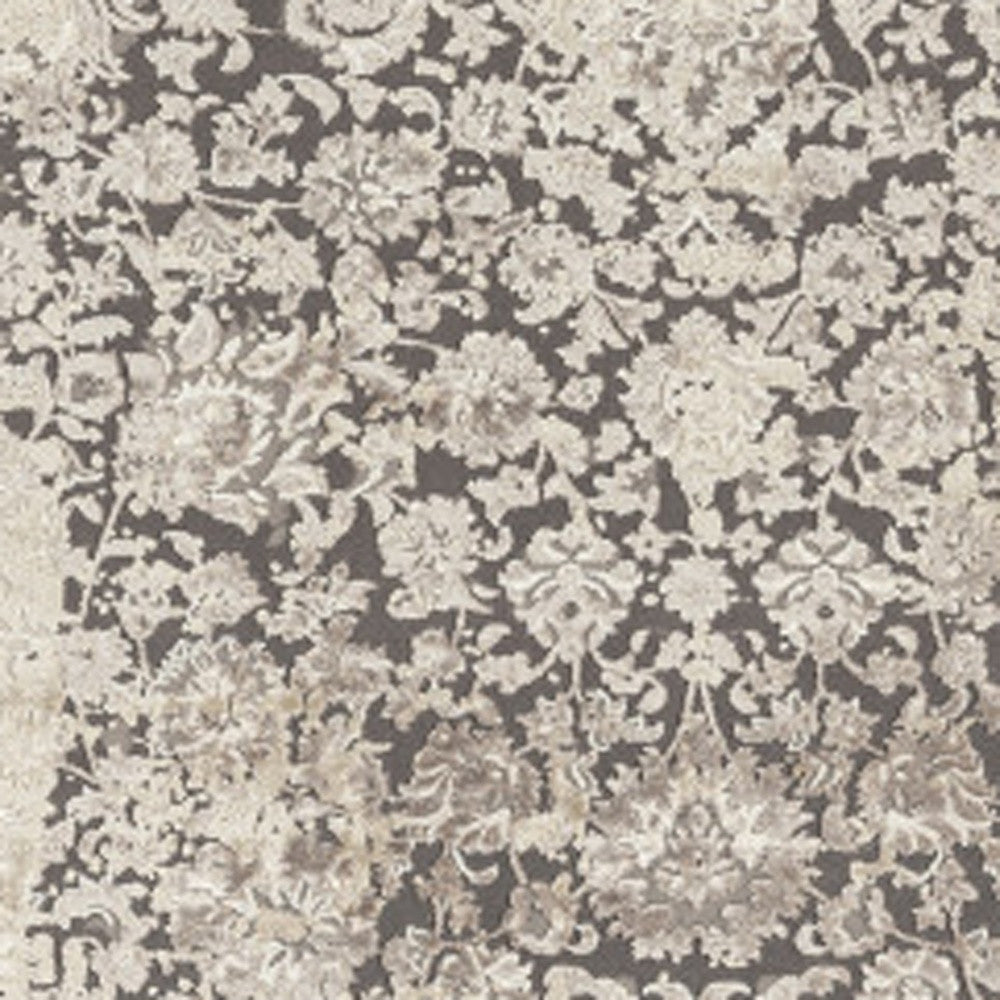 5' x 8' Gray and Ivory Floral Area Rug