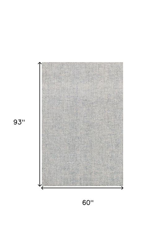 5' x 7' Blue and Ivory Wool Abstract Hand Tufted Area Rug