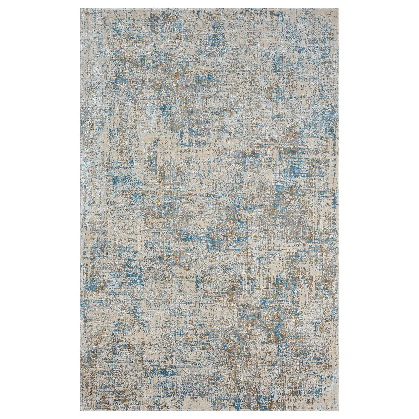 5' x 8' Blue and Ivory Abstract Area Rug