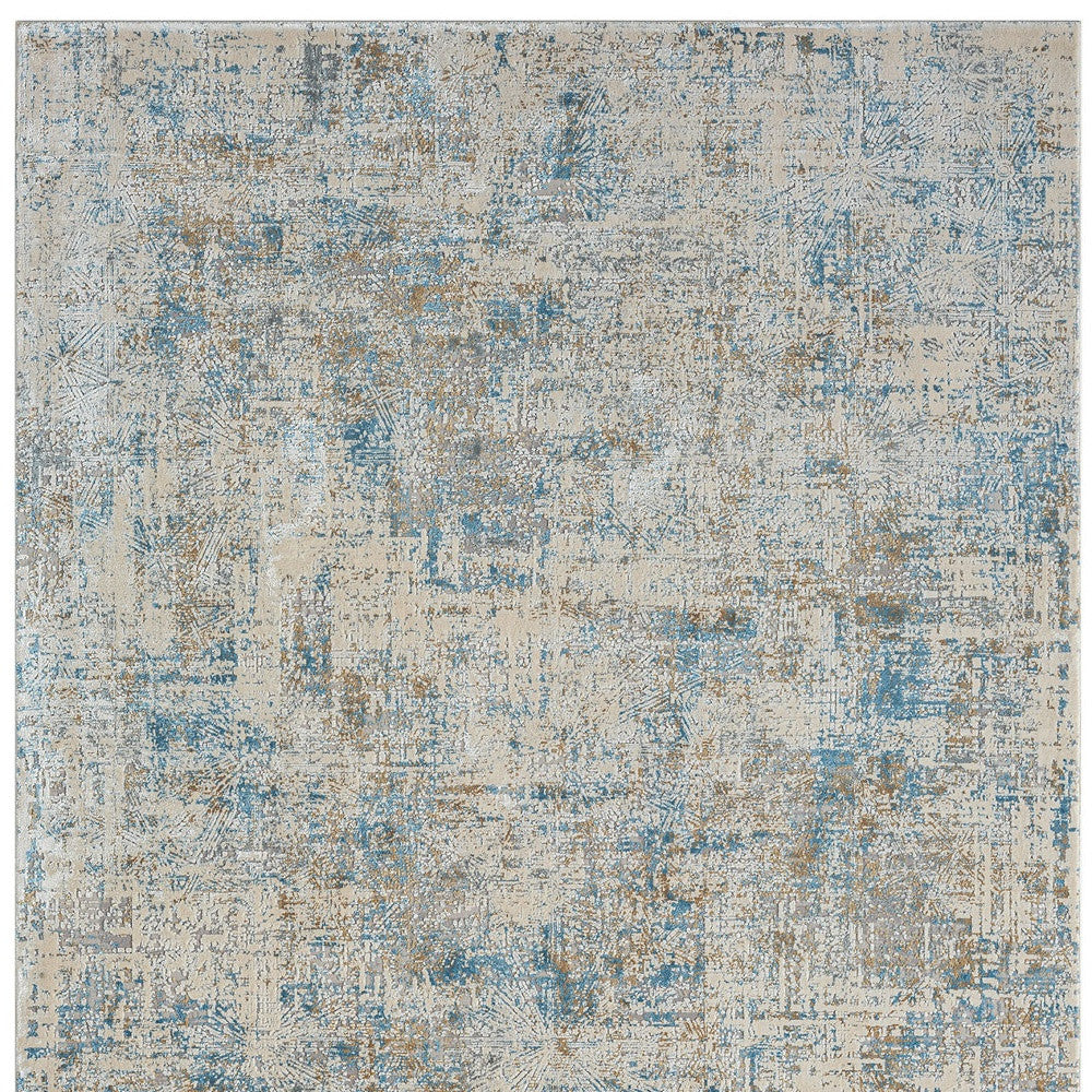 5' x 8' Blue and Ivory Abstract Area Rug