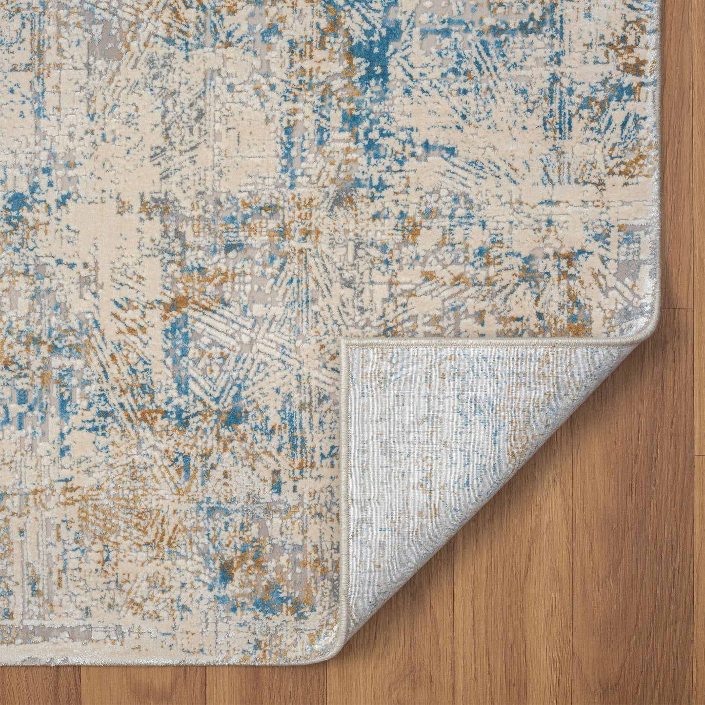 5' x 8' Blue and Ivory Abstract Area Rug