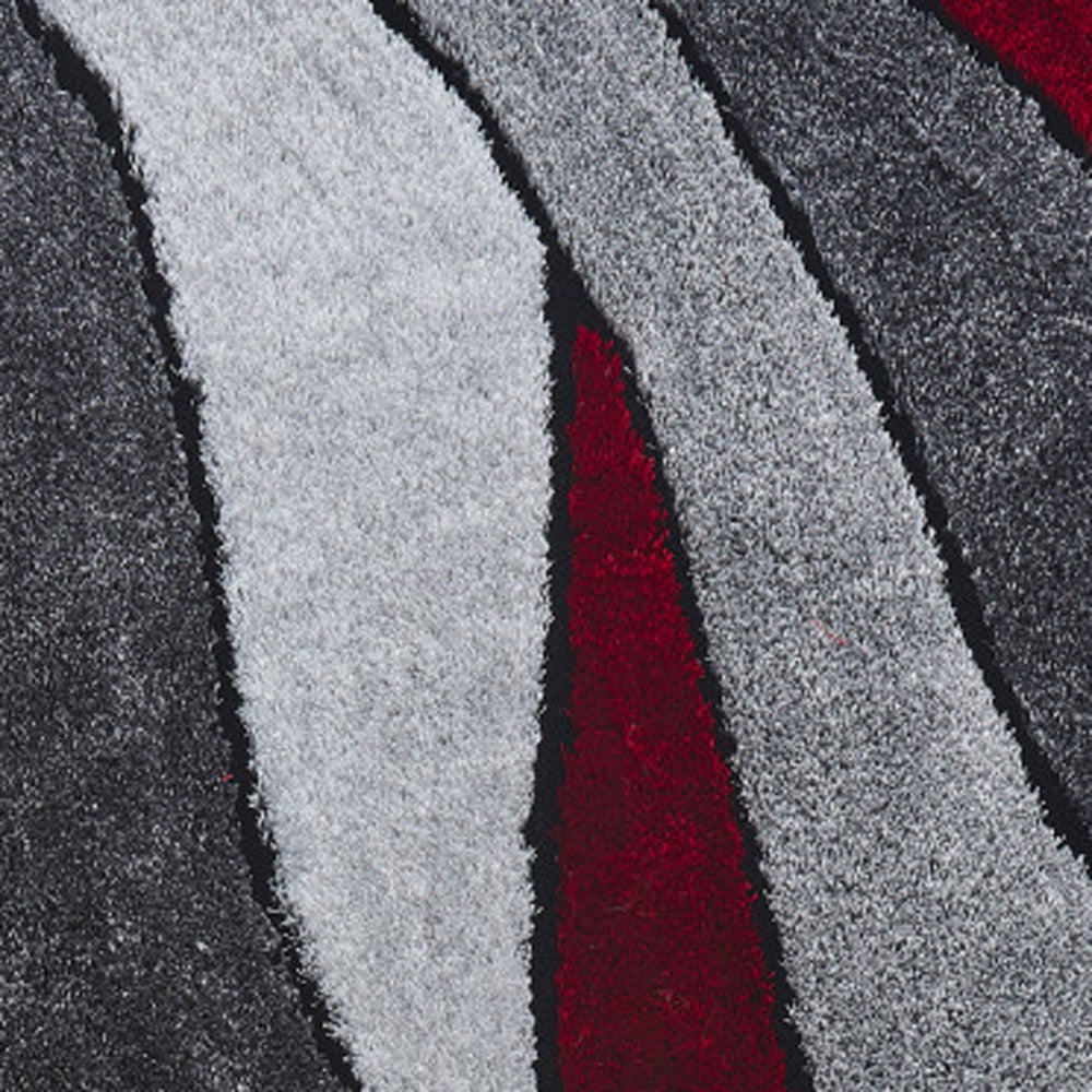 5' x 7' Red Shag Hand Tufted Area Rug