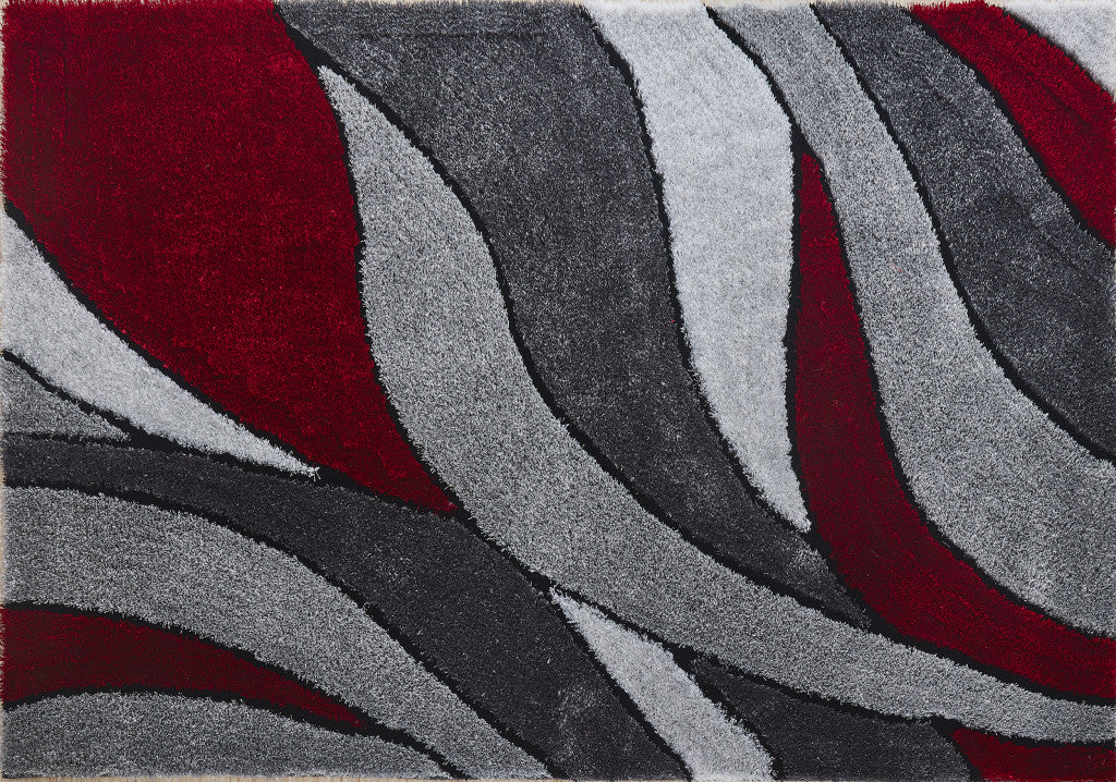5' x 7' Red Shag Hand Tufted Area Rug