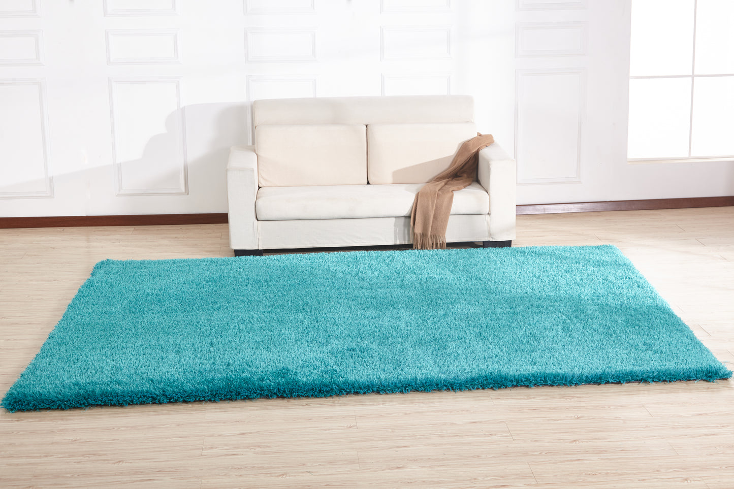 8' x 11' Turquoise Shag Hand Tufted Area Rug