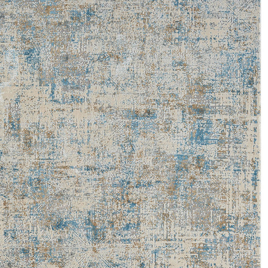 8' x 10' Blue and Ivory Abstract Area Rug