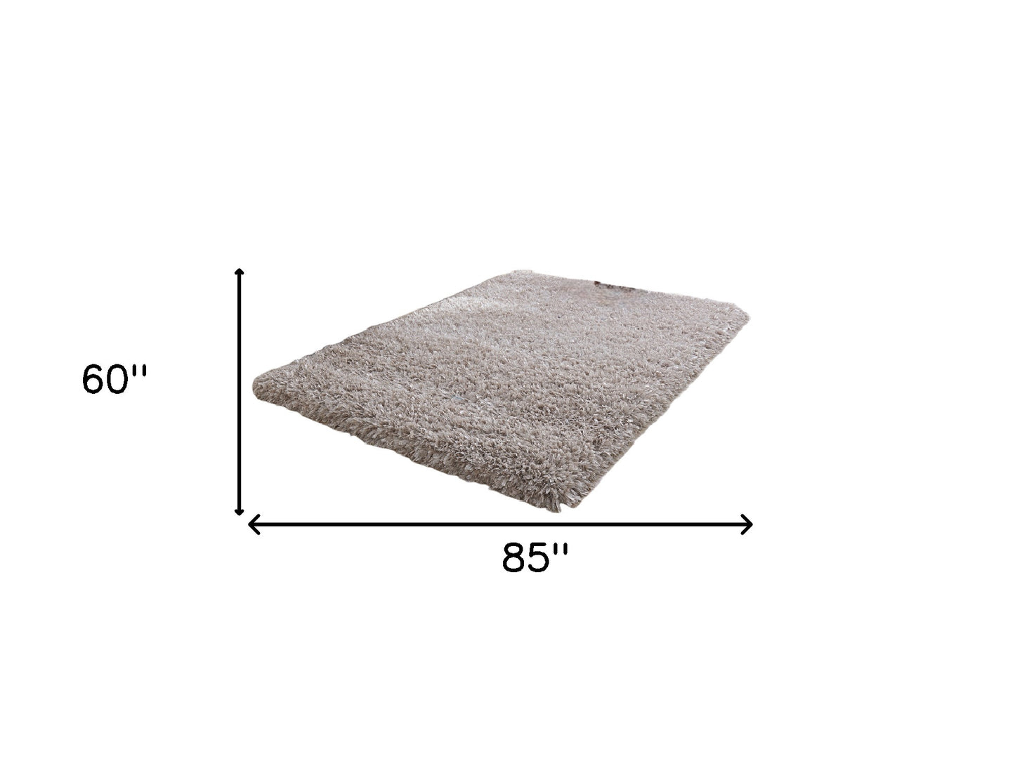 5' x 7' Beige Shag Hand Tufted Area Rug