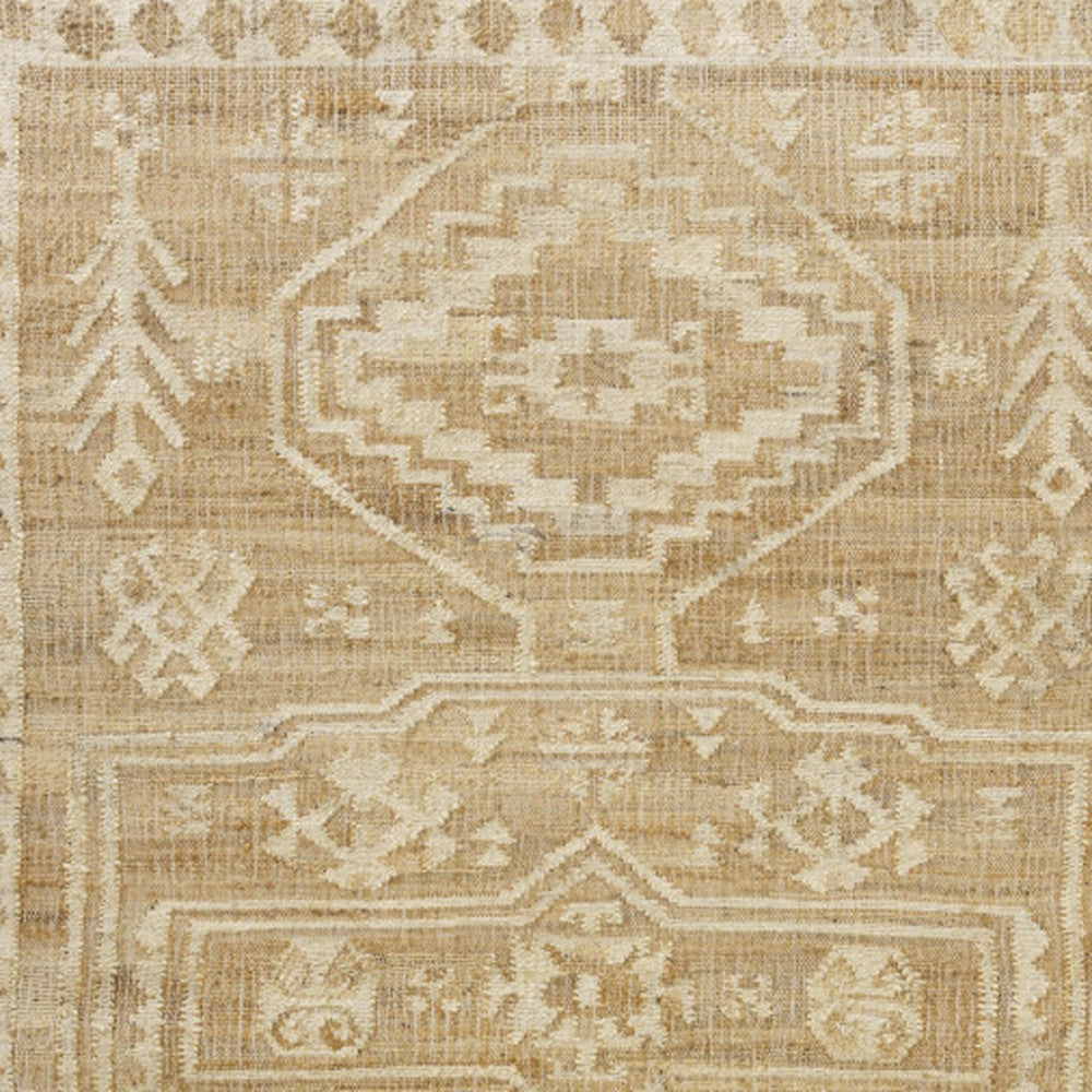 10' x 14' Natural and Ivory Medallion Hand Woven Area Rug