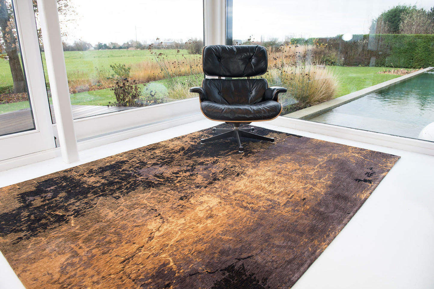 5' x 7' Yellow and Brown Abstract Non Skid Area Rug