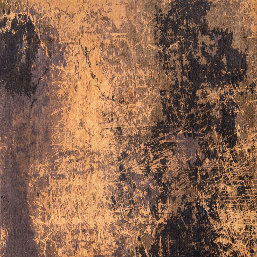 5' x 7' Yellow and Brown Abstract Non Skid Area Rug