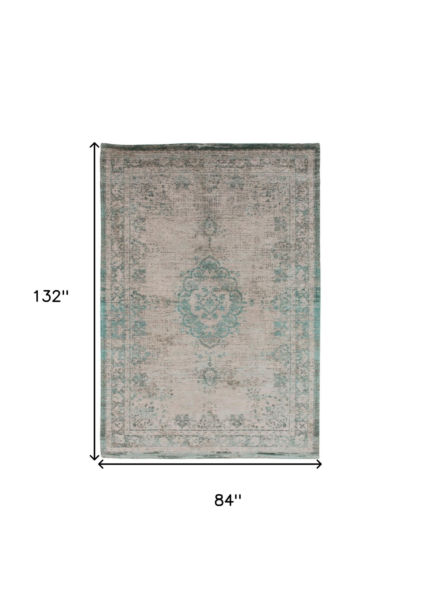 8' x 11' Gray and Green Medallion Non Skid Area Rug