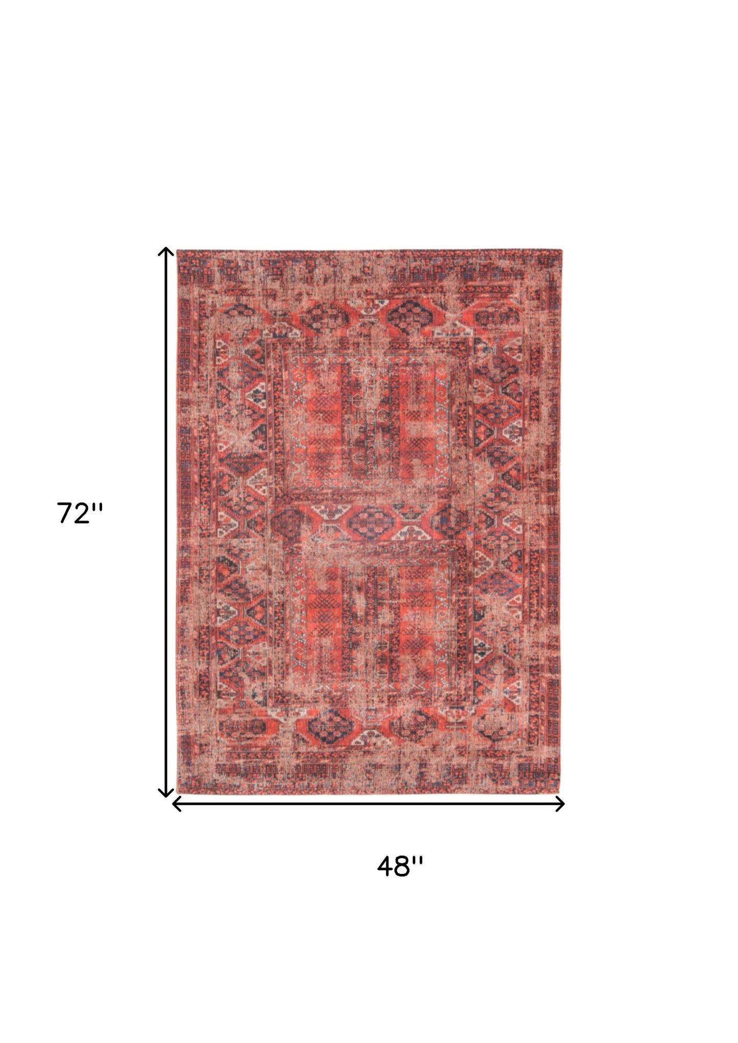 5' x 7' Red Oriental Non Skid Area Rug
