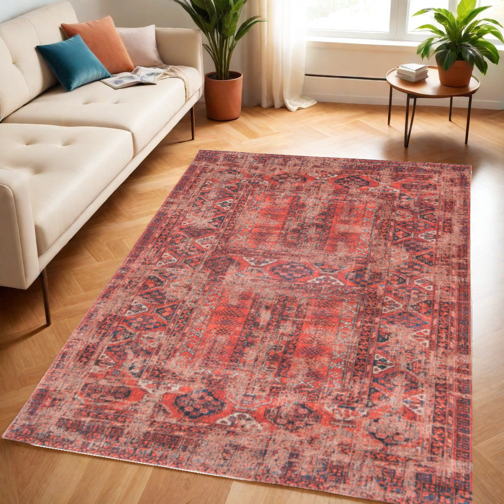 5' x 7' Red Oriental Non Skid Area Rug