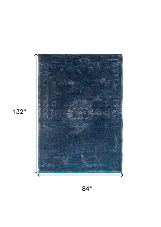 8' x 11' Blue and Gray Medallion Non Skid Area Rug