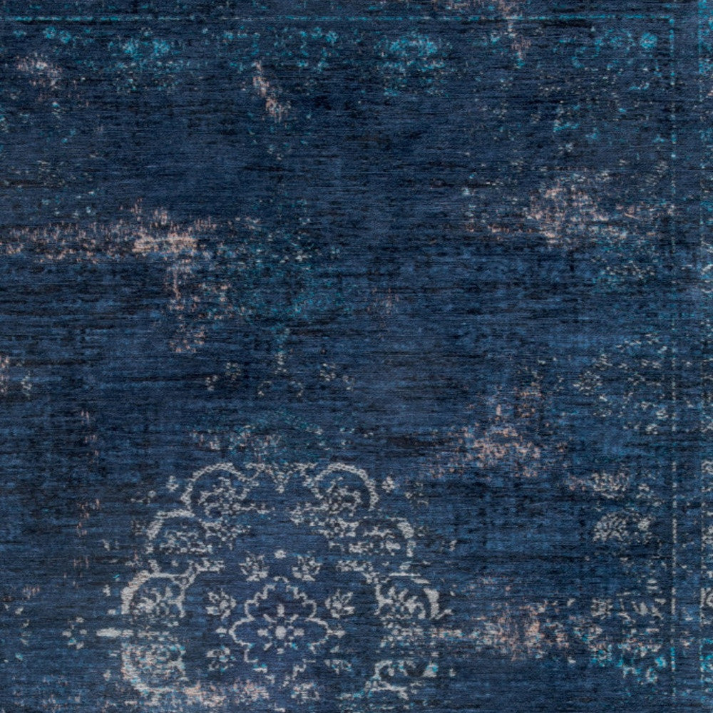 8' x 11' Blue and Gray Medallion Non Skid Area Rug