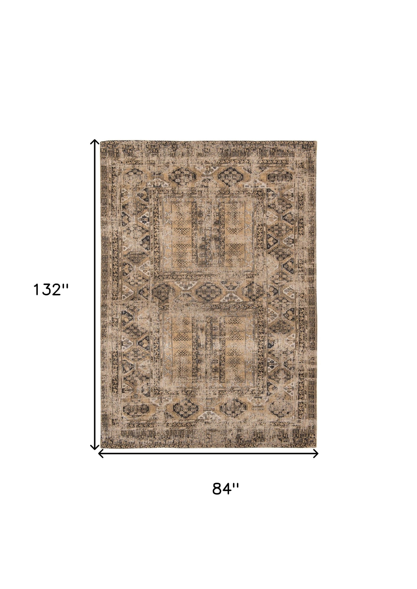 8' x 11' Brown Oriental Non Skid Area Rug