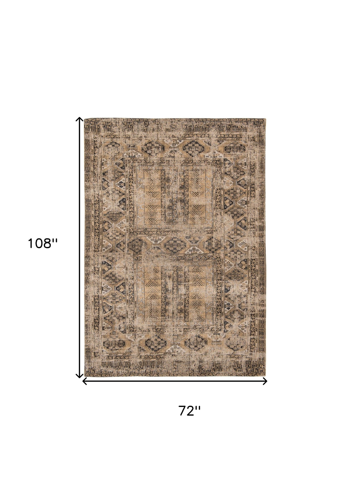 7' x 9' Brown Oriental Non Skid Area Rug