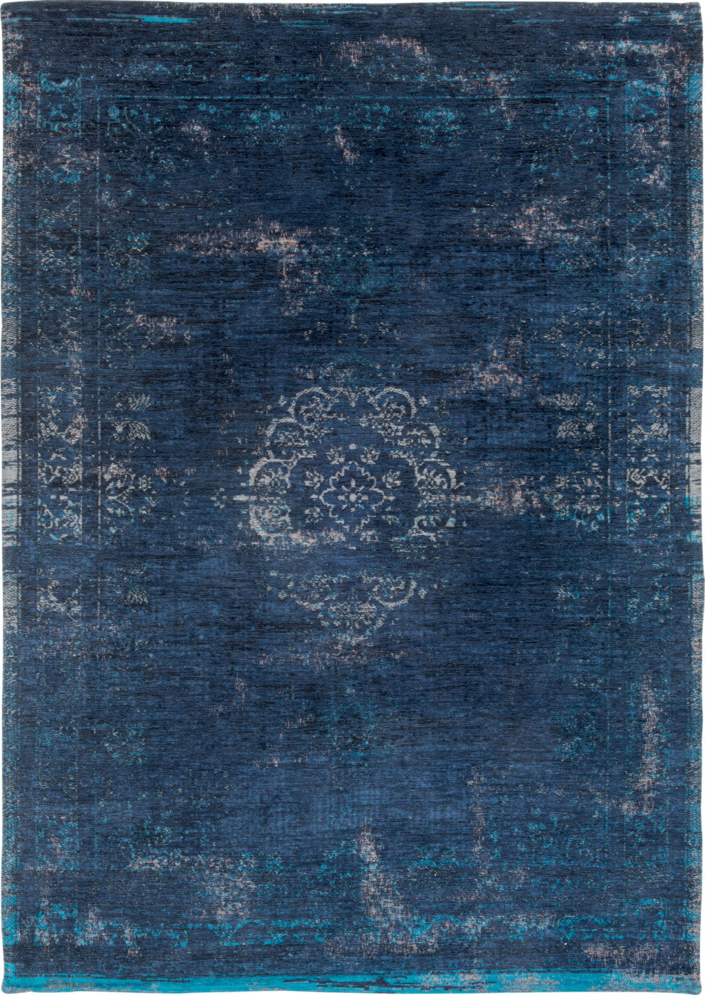 5' x 7' Blue and Gray Medallion Non Skid Area Rug