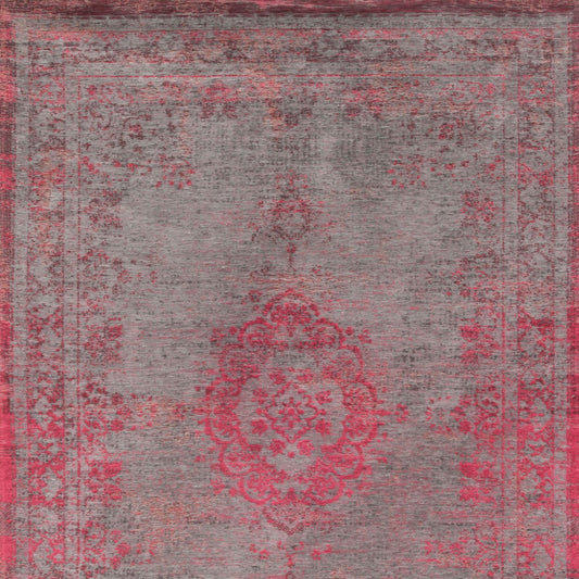 5' x 7' Gray and Pink Medallion Non Skid Area Rug