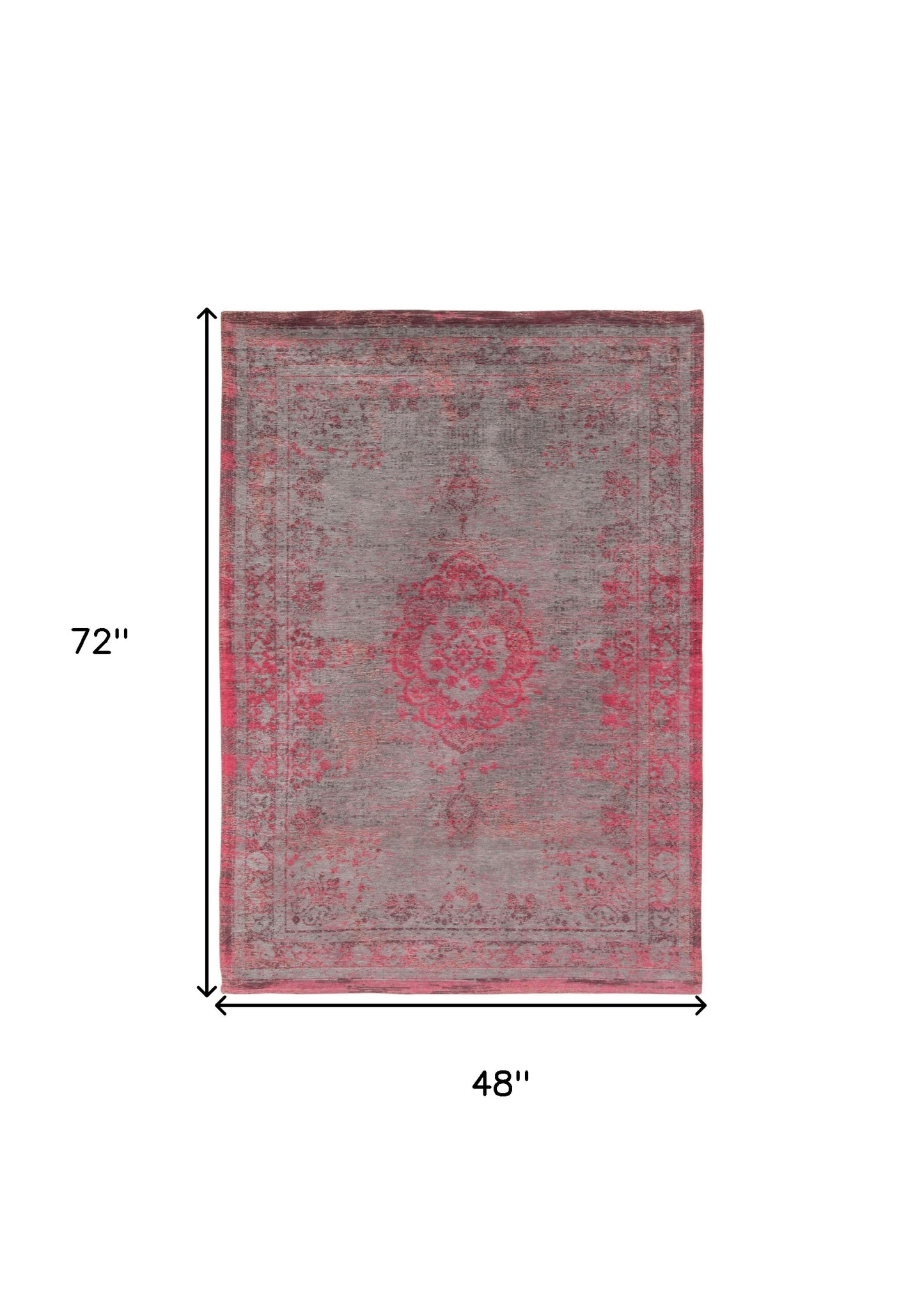 5' x 7' Gray and Pink Medallion Non Skid Area Rug