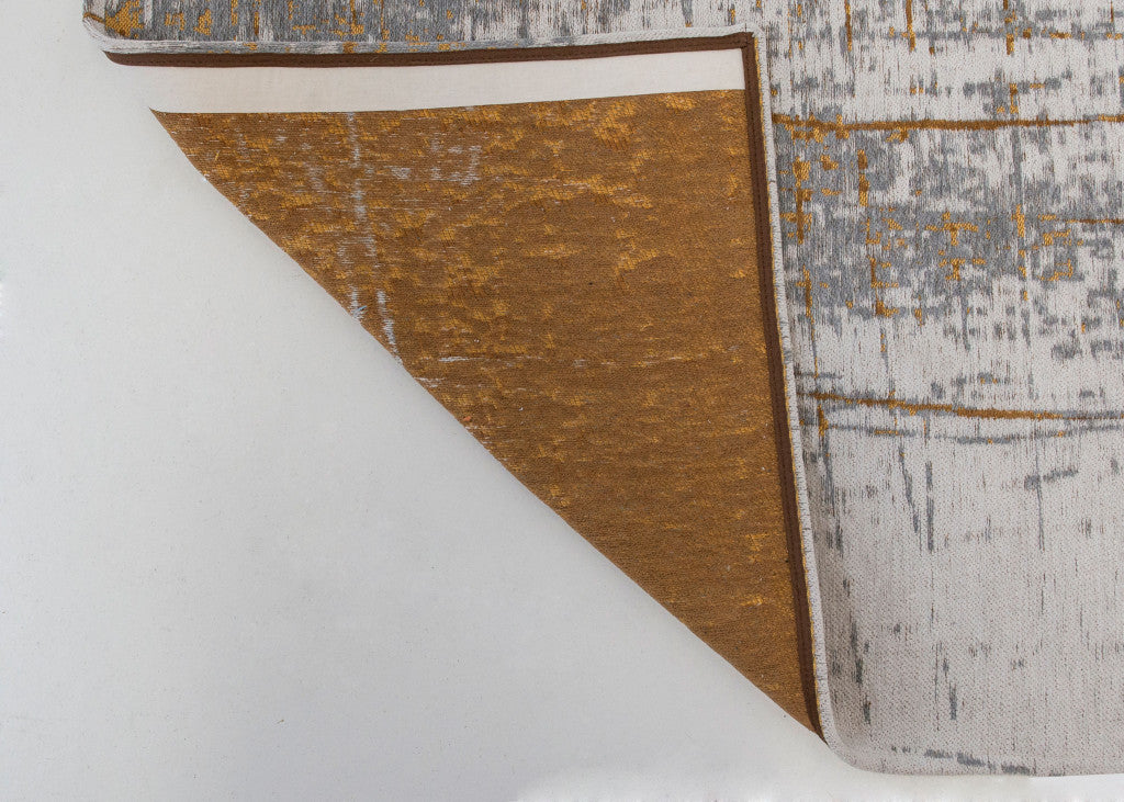 8' x 11' Gray and Gold Abstract Non Skid Area Rug