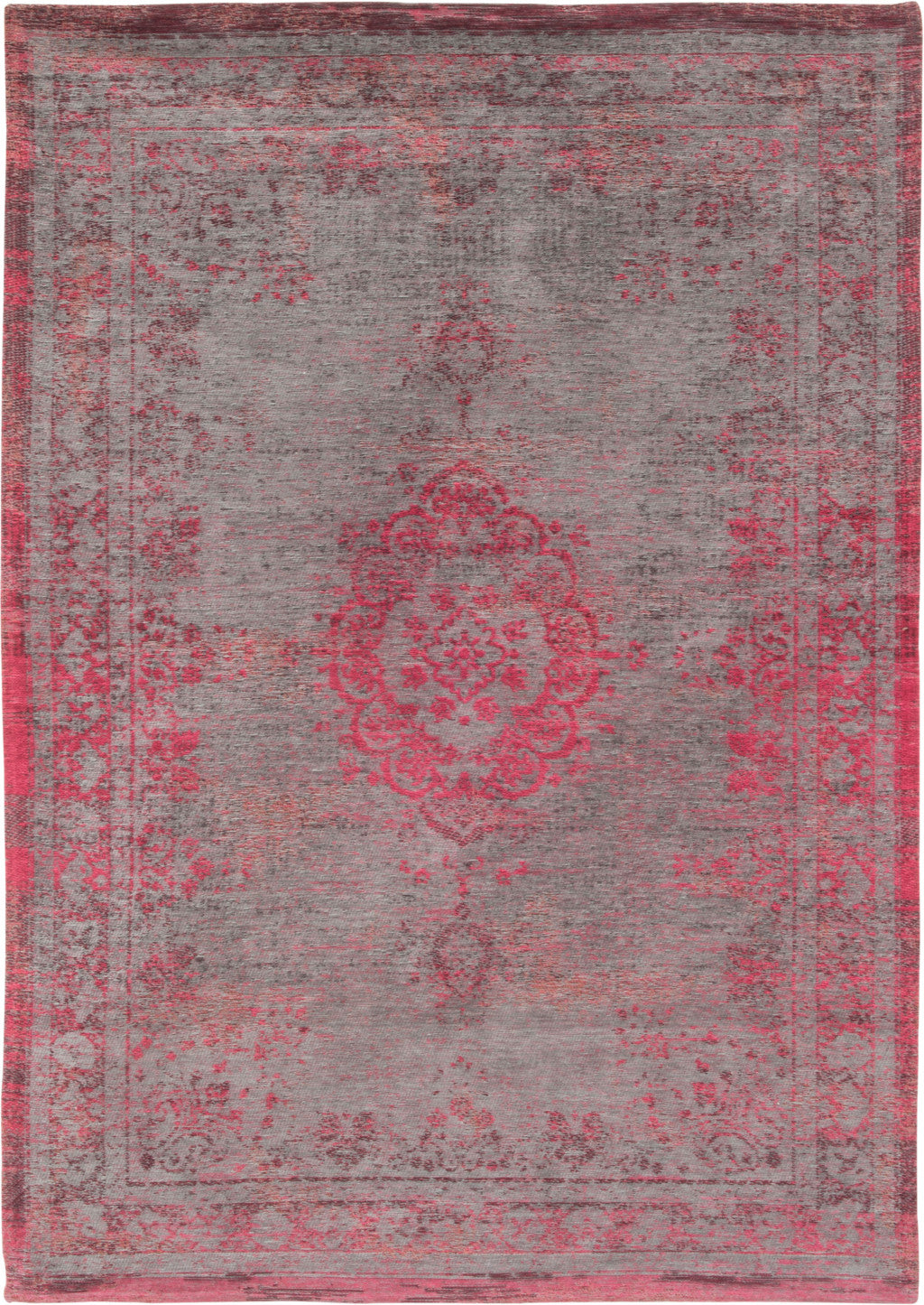3' X 5' Gray and Pink Medallion Non Skid Area Rug