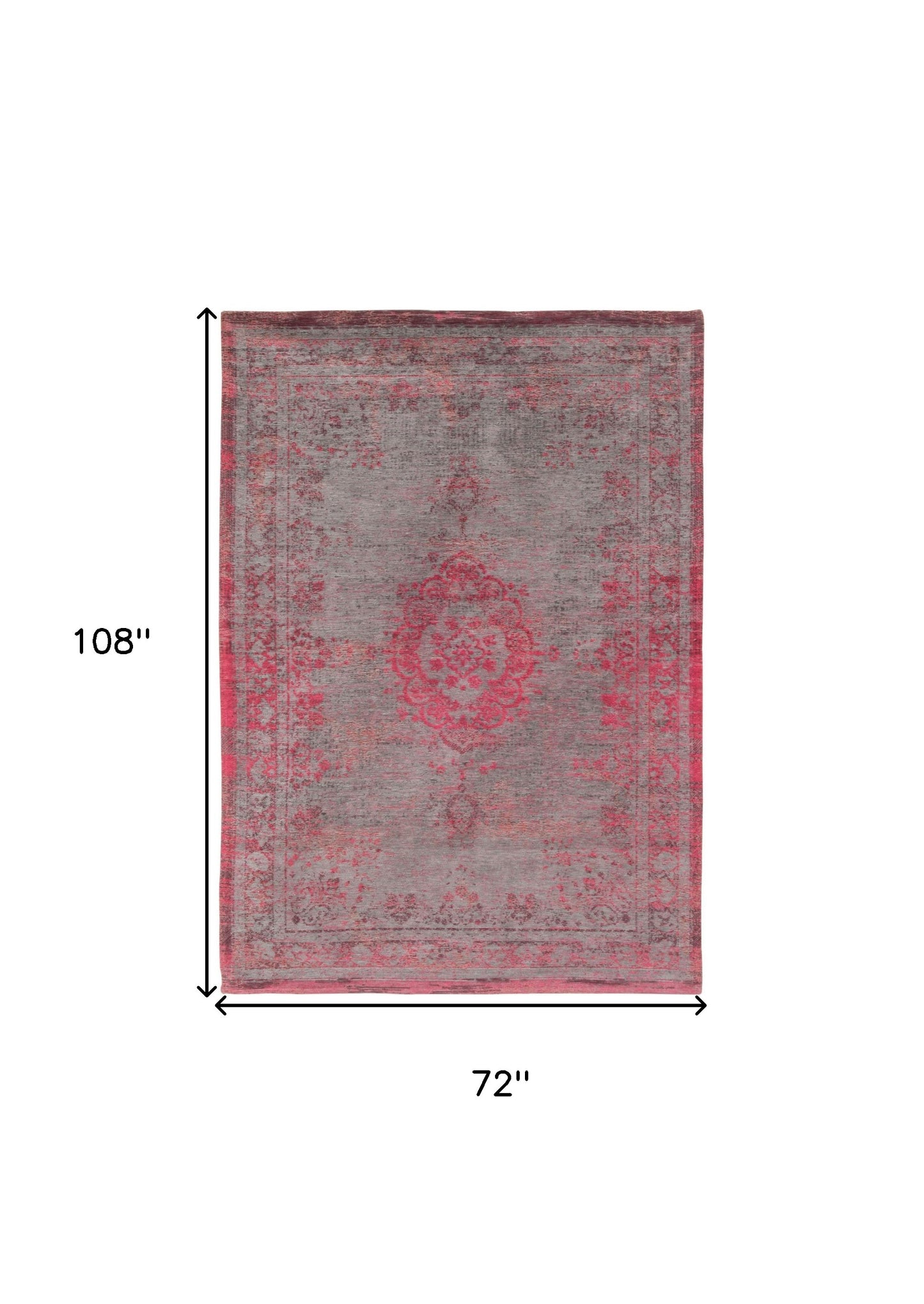 7' x 9' Gray and Pink Medallion Non Skid Area Rug