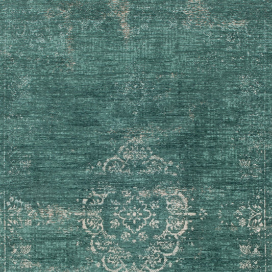 3' X 5' Gray and Green Medallion Non Skid Area Rug