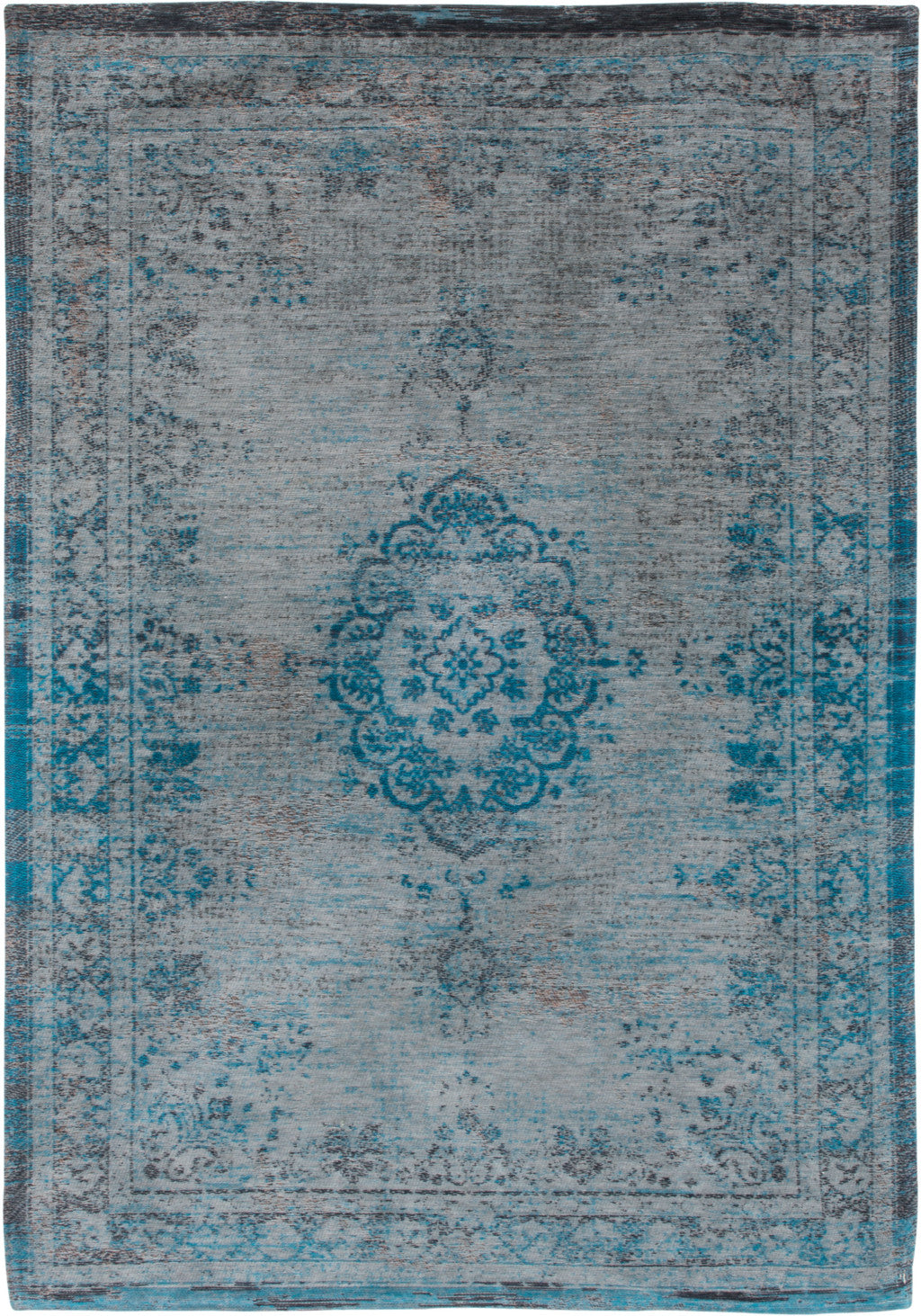 8' x 11' Gray and Green Medallion Non Skid Area Rug