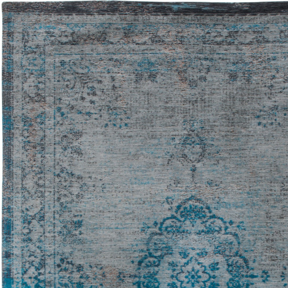 8' x 11' Gray and Green Medallion Non Skid Area Rug