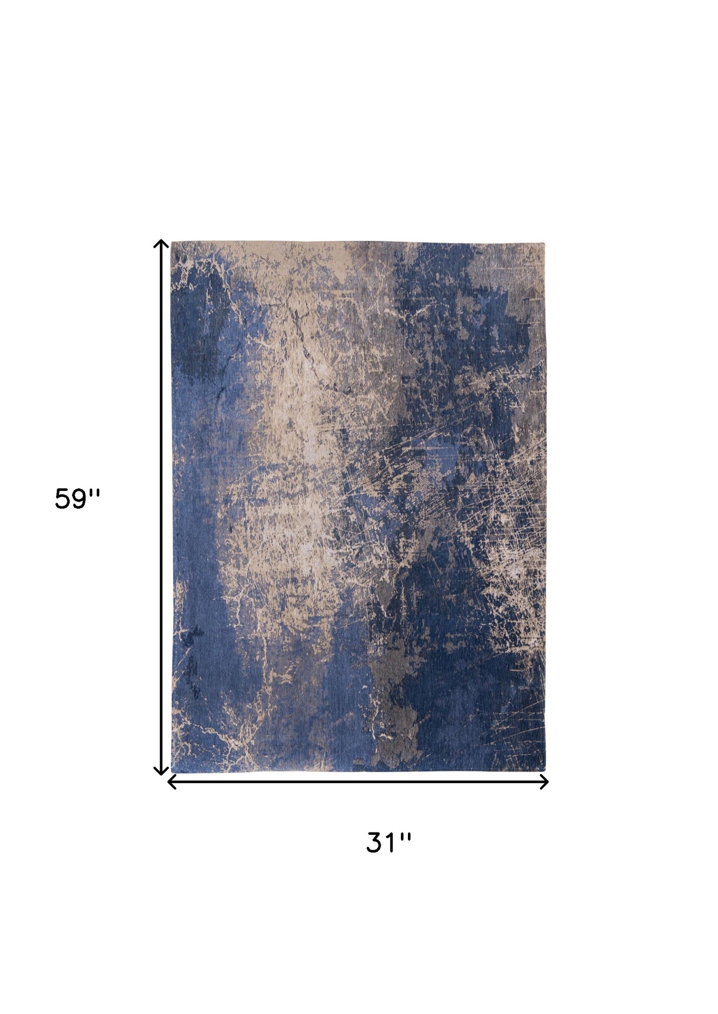 3' X 5' Blue and Gray Abstract Non Skid Area Rug