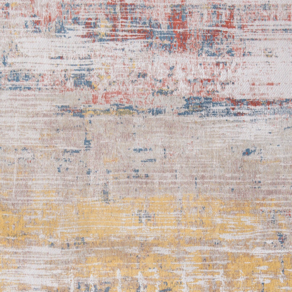 5' x 7' White Abstract Non Skid Area Rug