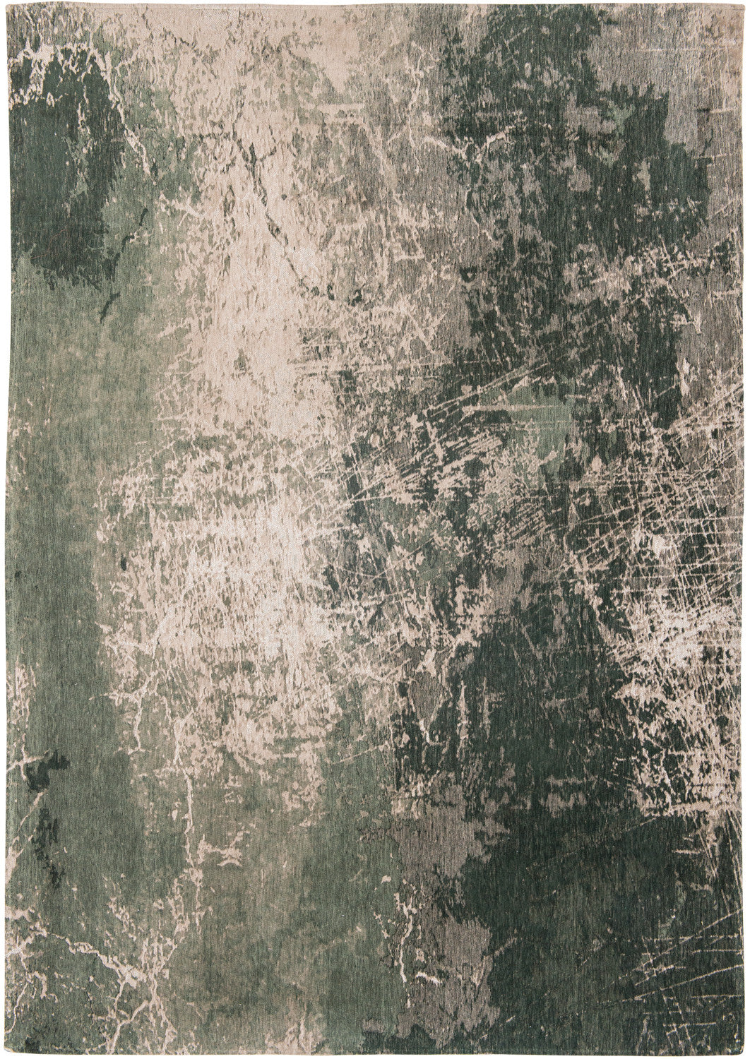 3' X 5' Beige and Green Abstract Non Skid Area Rug