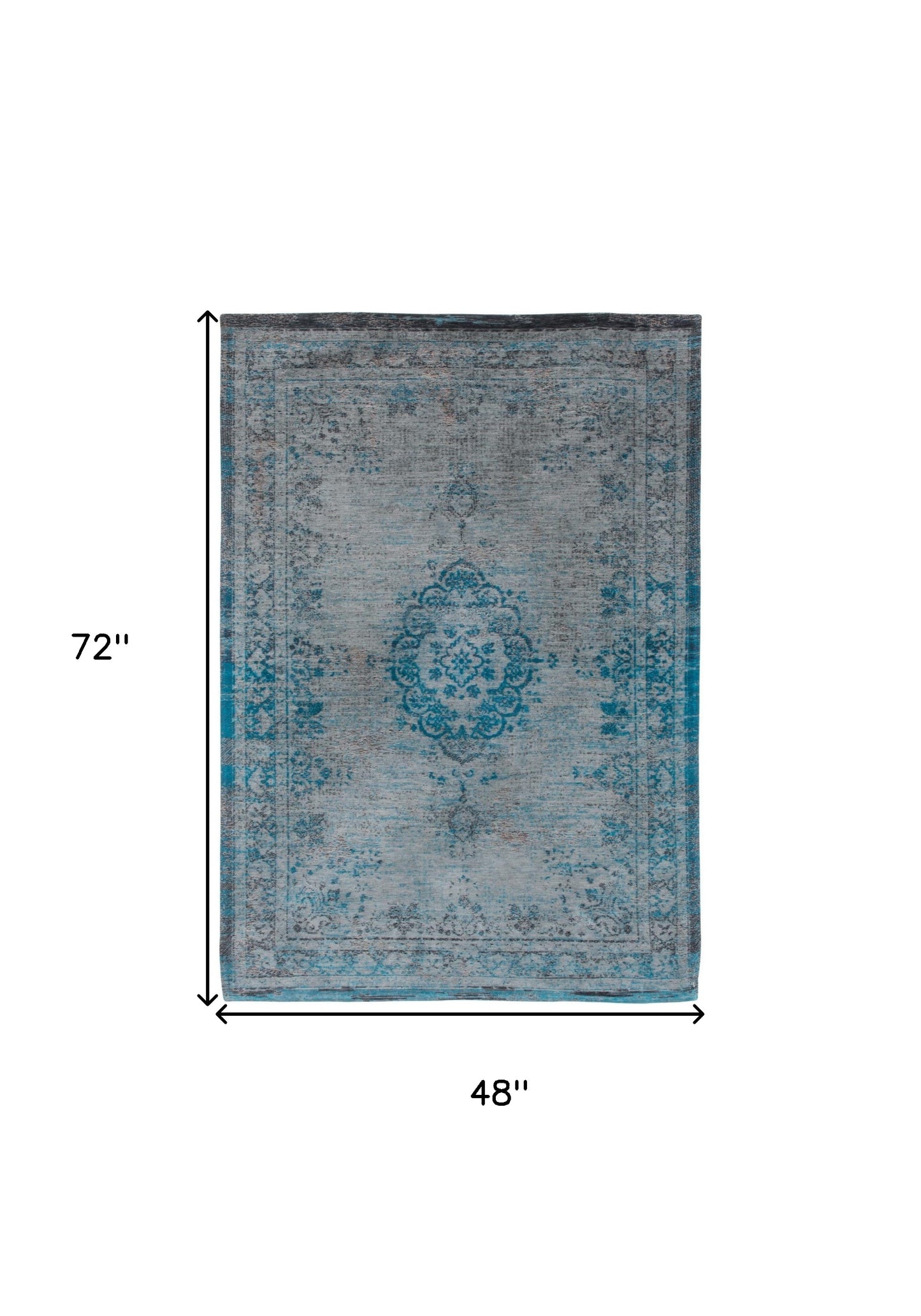 5' x 7' Gray and Green Medallion Non Skid Area Rug