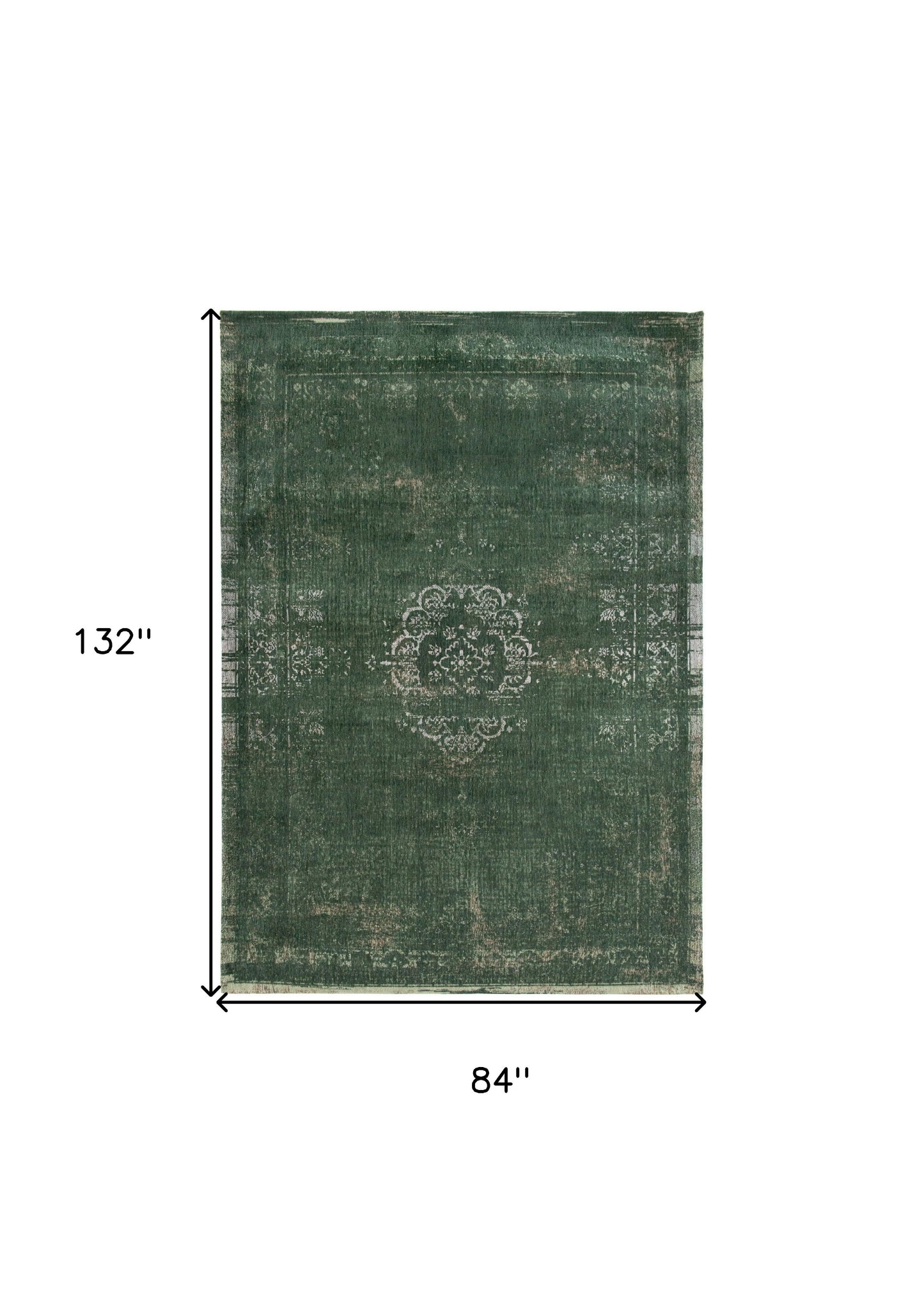 8' x 11' Gray and Green Medallion Non Skid Area Rug